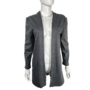 Leslie Fay Petite Collection Union Made Vintage Felt Open Front Striped Cardigan